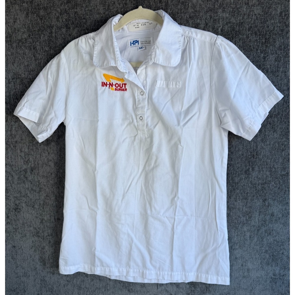 Womens Sz Medium In-N-Out Burger Shirt White HPI Workwear Cook Chef